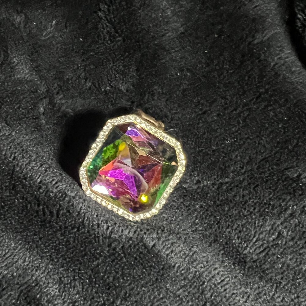 🌈 Bold & Beautiful Multi-Colored Gold Ring – Adjustable & Dazzling!